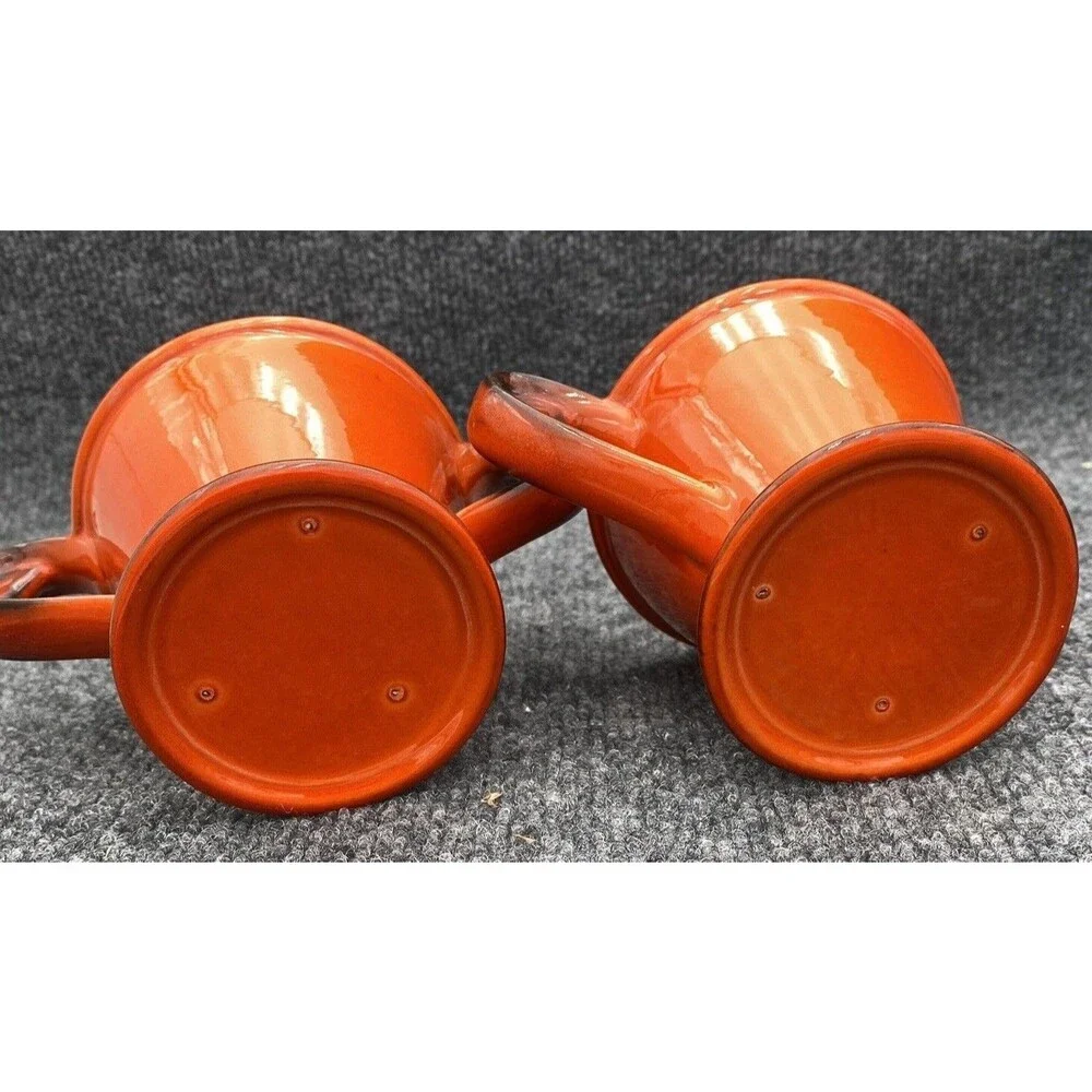 Vintage Metlox Poppy Trail Red Rooster Creamer Open Sugar Bowl Set Burnt Orange